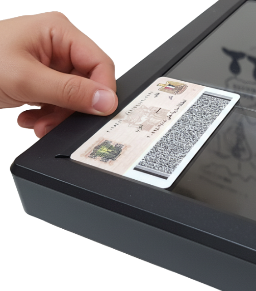 SignMe FB10 ID reader scanning an Egyptian National ID card